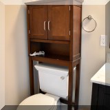 F62. Wood over-toilet storage. 61”h x 24”w x 9”d - $24 
